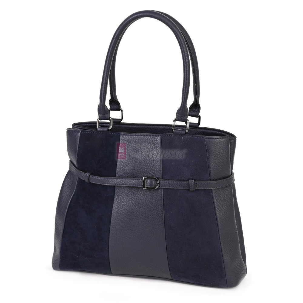 Голяма дамска ежедневна чанта от еко кожа, в тъмносин цвят. Код: 371