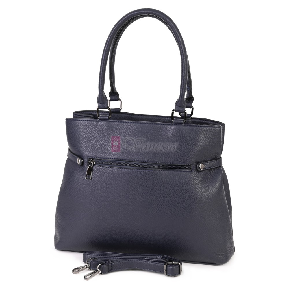 Голяма дамска ежедневна чанта от еко кожа, в тъмносин цвят. Код: 371