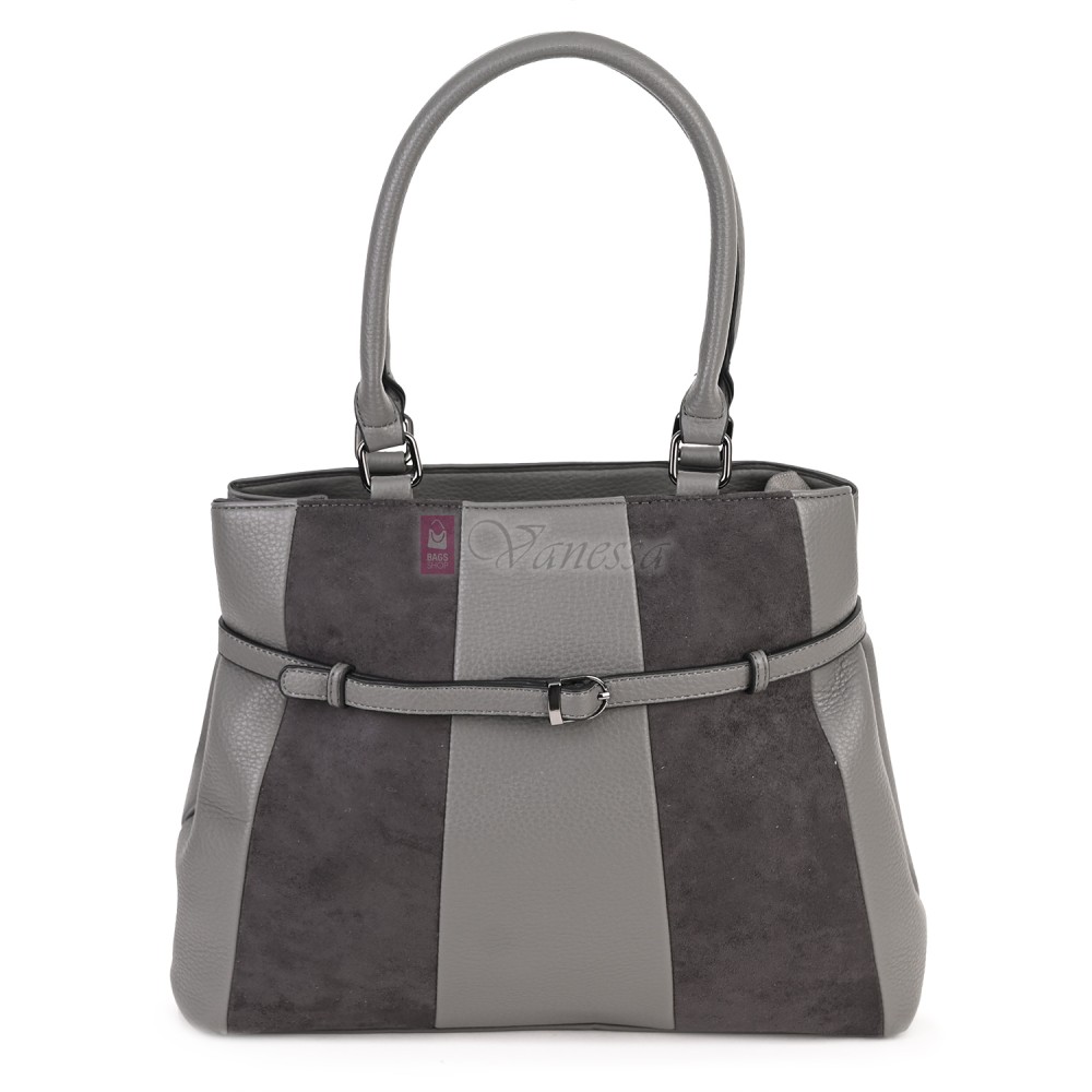 Голяма дамска ежедневна чанта от еко кожа, в сив цвят. Код: 371