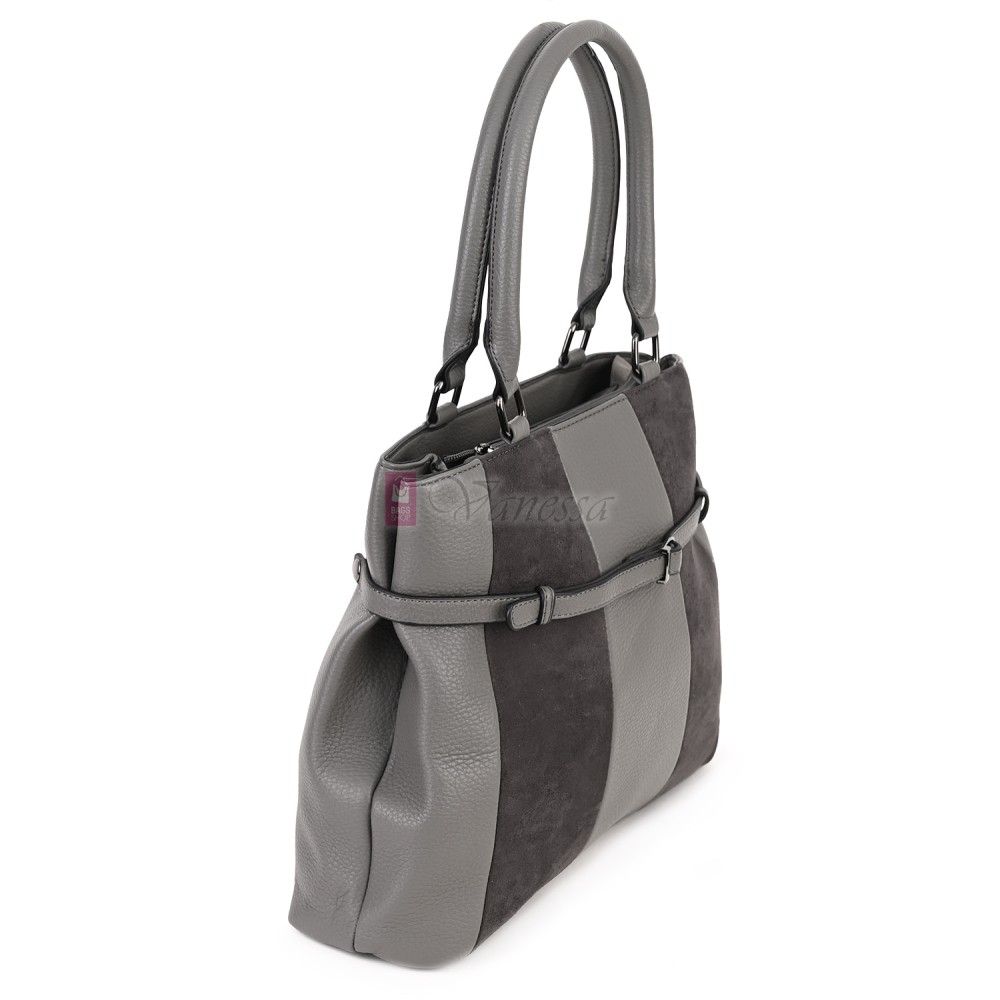 Голяма дамска ежедневна чанта от еко кожа, в сив цвят. Код: 371