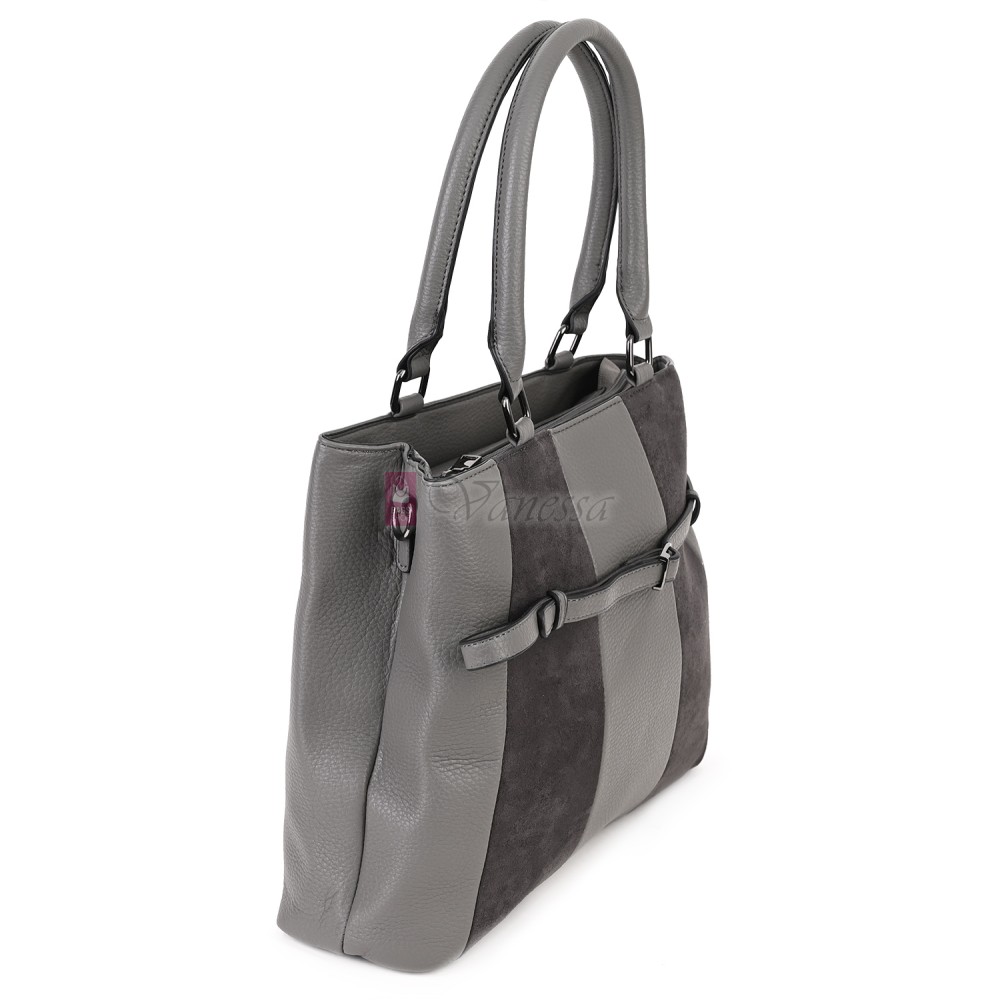 Голяма дамска ежедневна чанта от еко кожа, в сив цвят. Код: 371