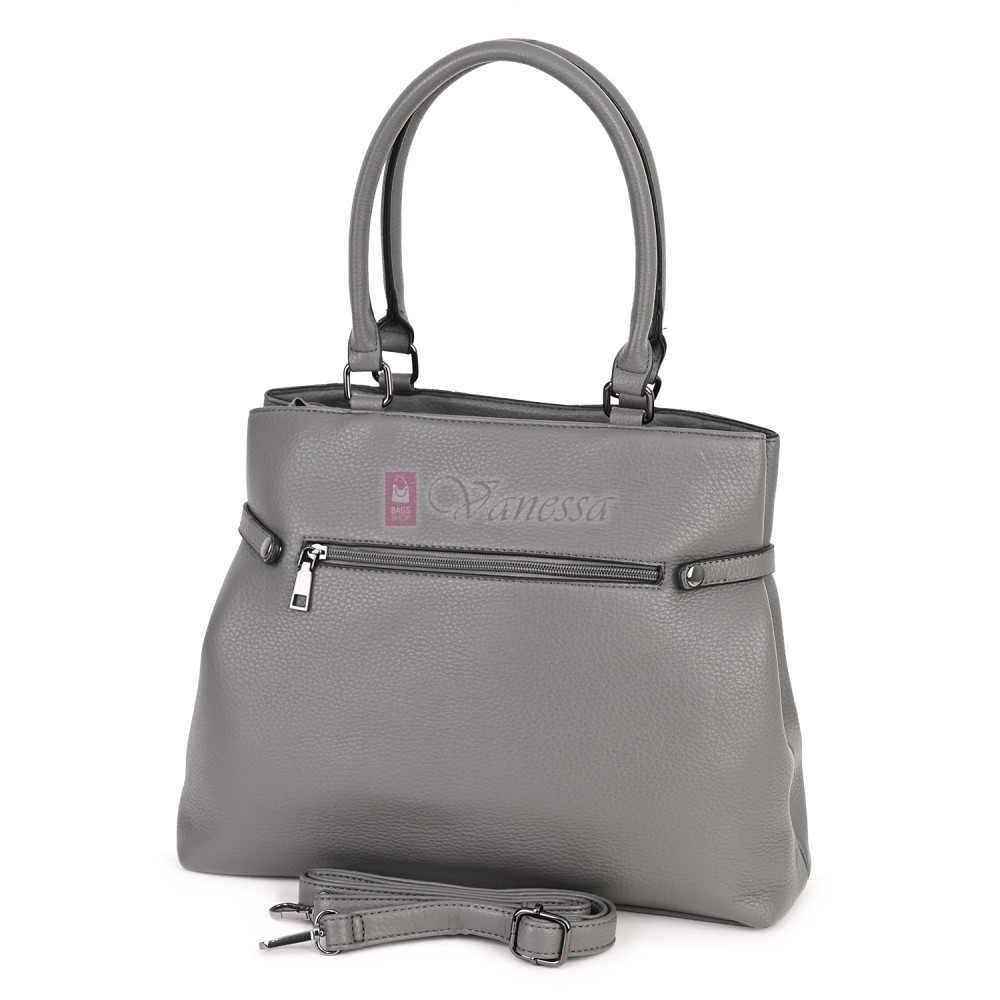 Голяма дамска ежедневна чанта от еко кожа, в сив цвят. Код: 371