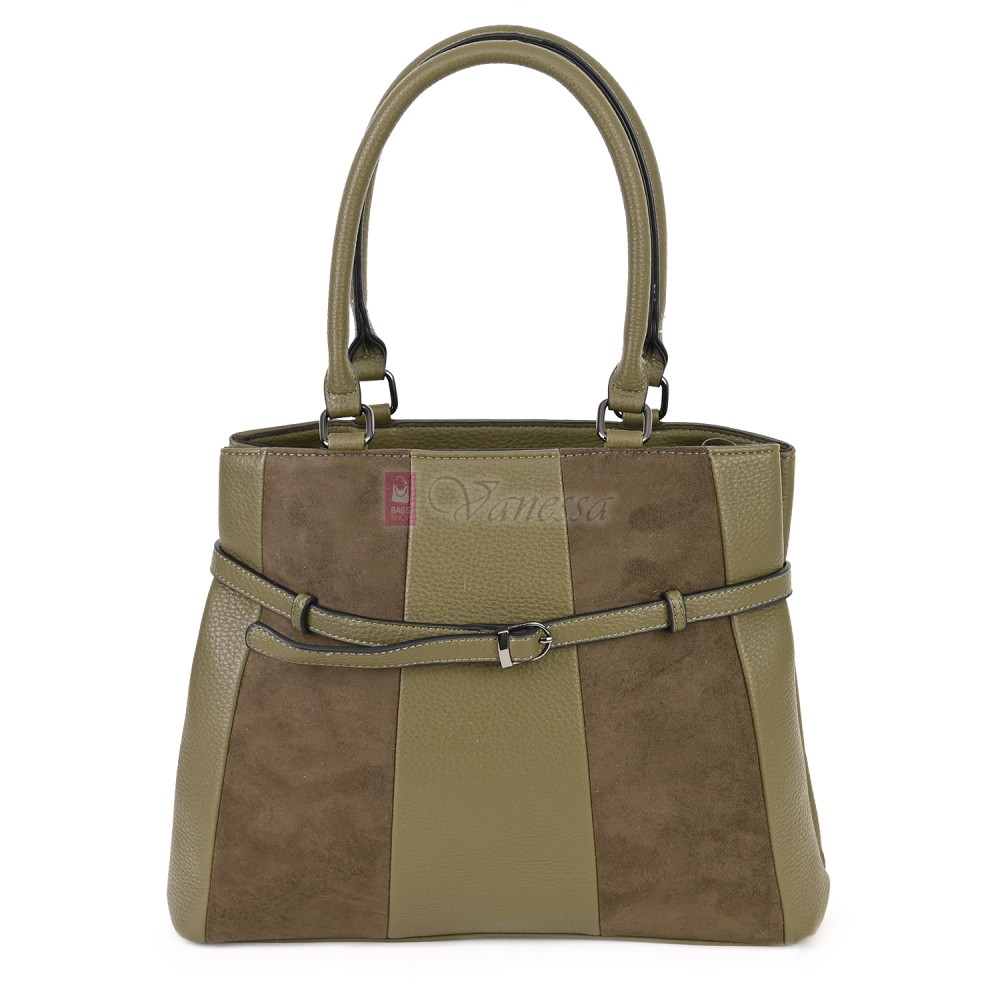 Голяма дамска ежедневна чанта от еко кожа, в зелен цвят. Код: 371