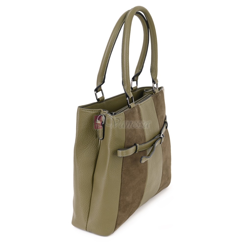 Голяма дамска ежедневна чанта от еко кожа, в зелен цвят. Код: 371