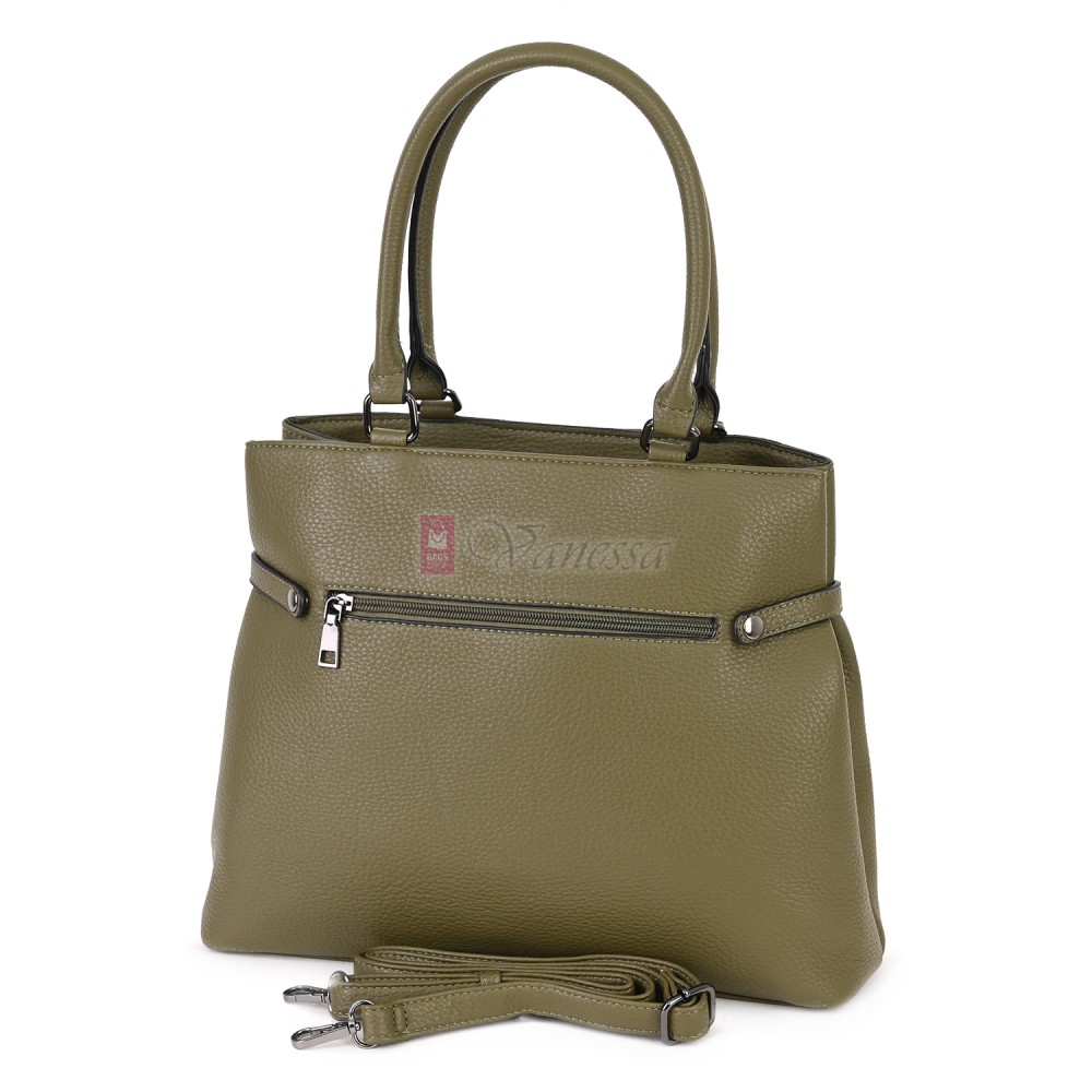 Голяма дамска ежедневна чанта от еко кожа, в зелен цвят. Код: 371