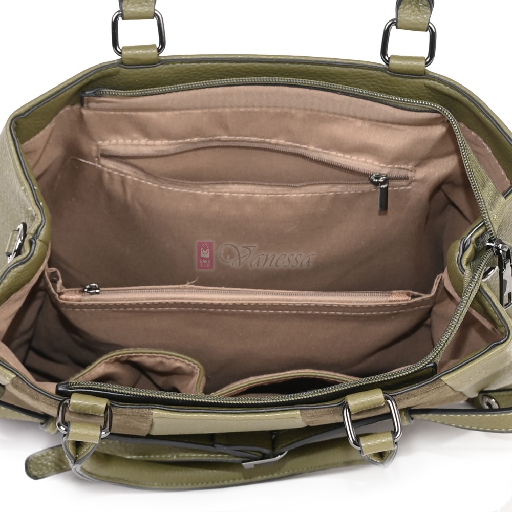 Голяма дамска ежедневна чанта от еко кожа, в зелен цвят. Код: 371