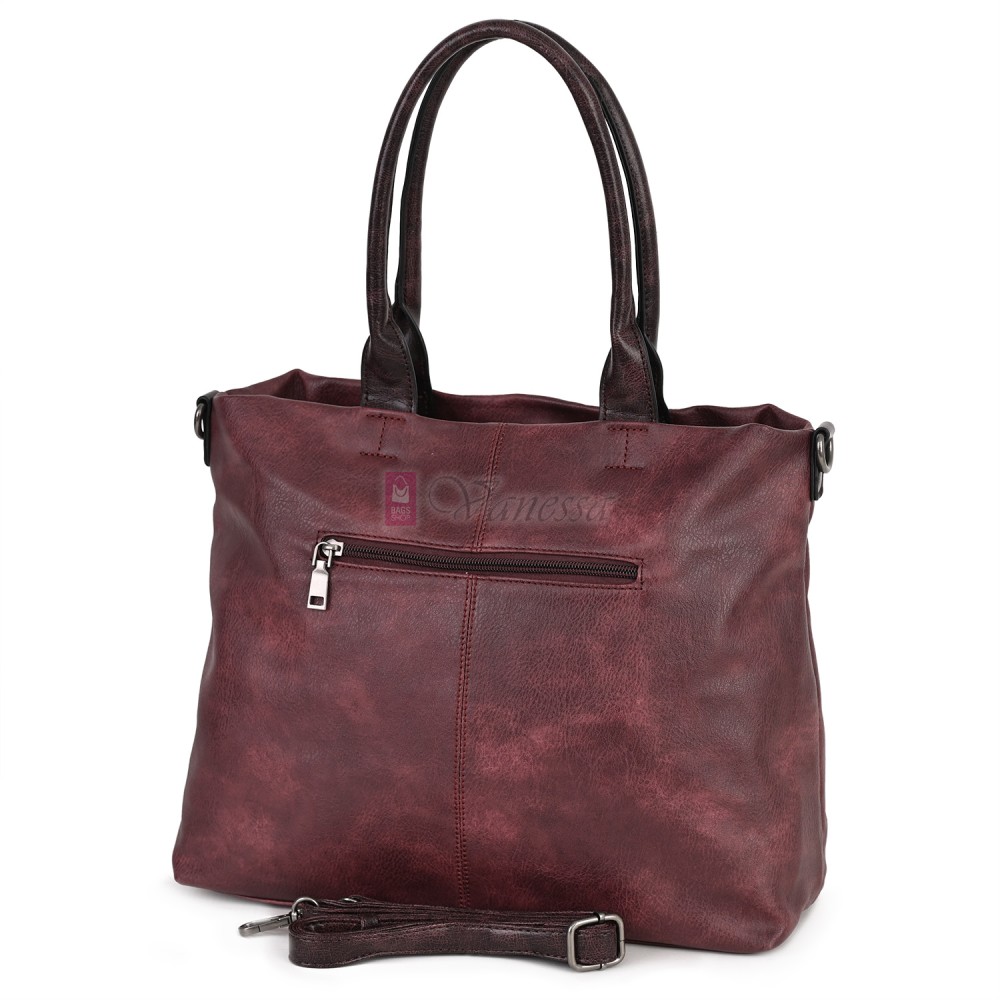 Ежедневна дамска чанта от еко кожа, в цвят бордо. Код: 375