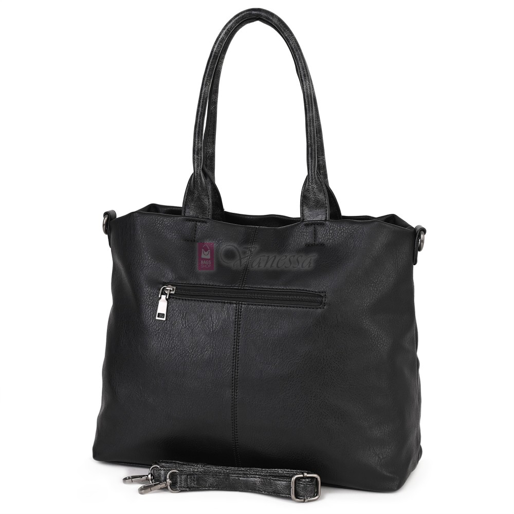 Ежедневна дамска чанта от еко кожа, в черен цвят. Код: 375