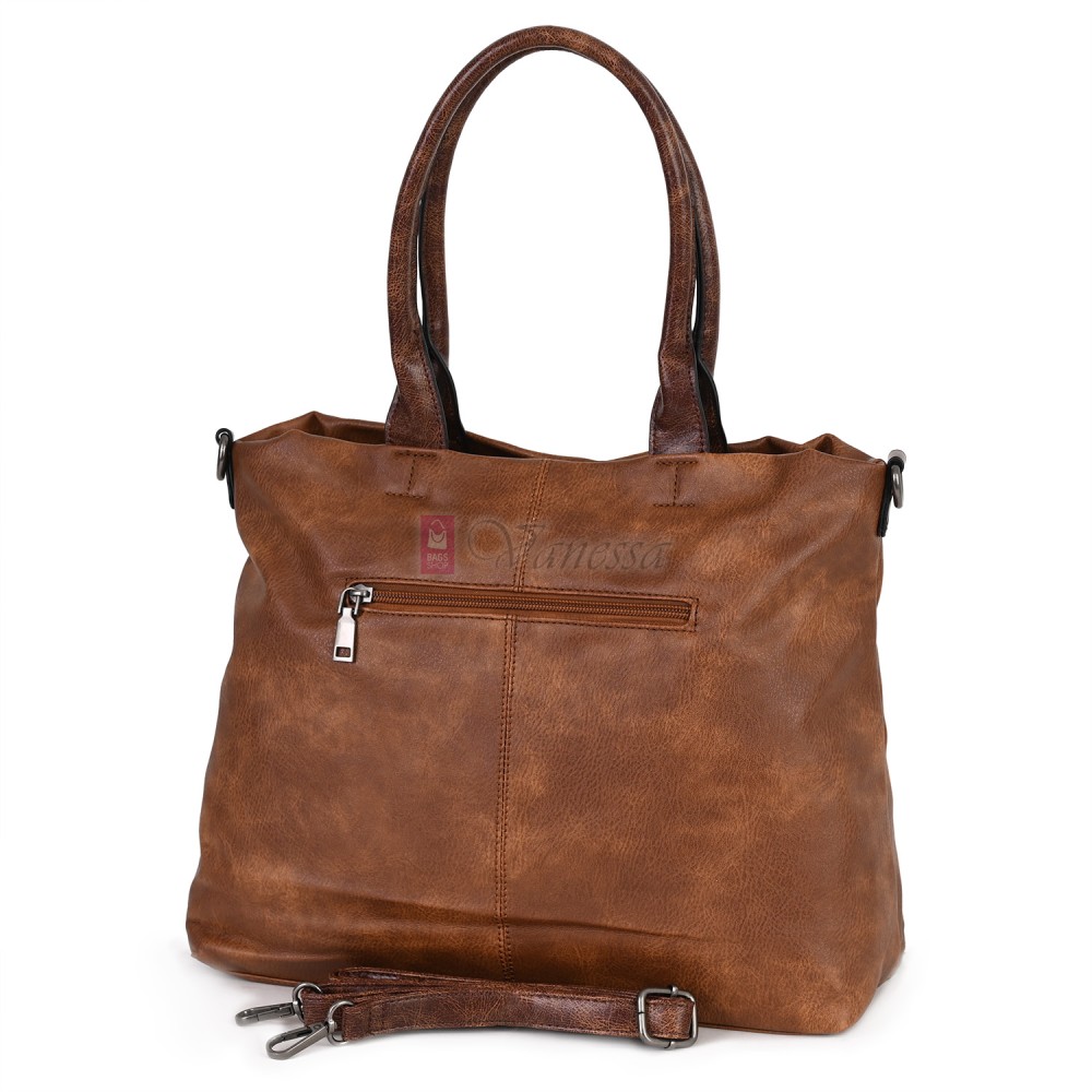 Ежедневна дамска чанта от еко кожа, в кафяв цвят. Код: 375