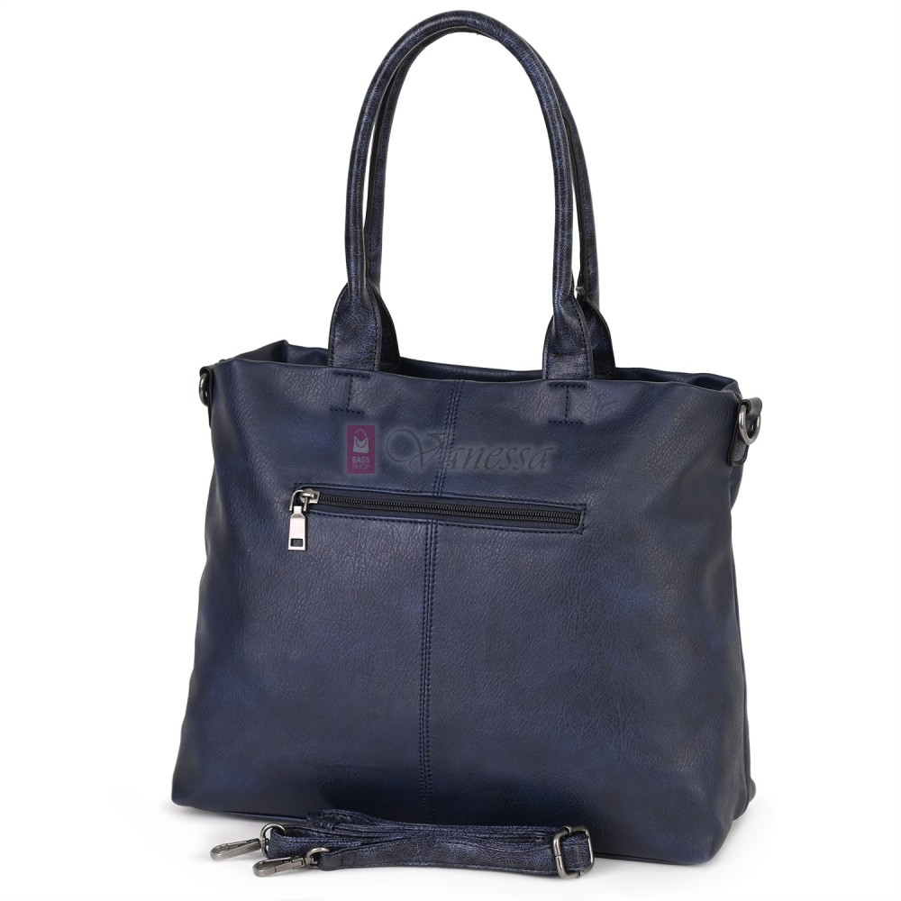 Ежедневна дамска чанта от еко кожа, в тъмносин цвят. Код: 375