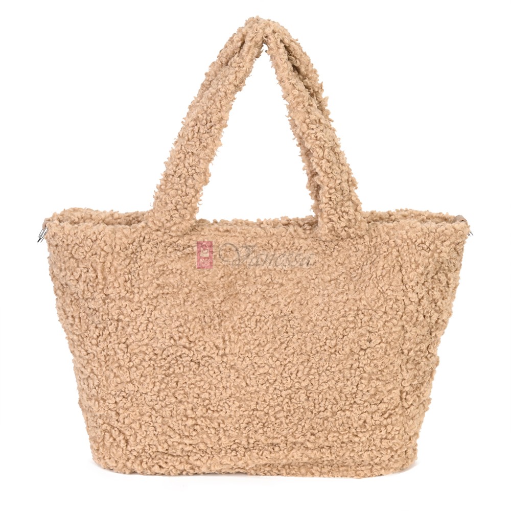 Дамска чанта от текстил, в бежов цвят. Код: 3788-30