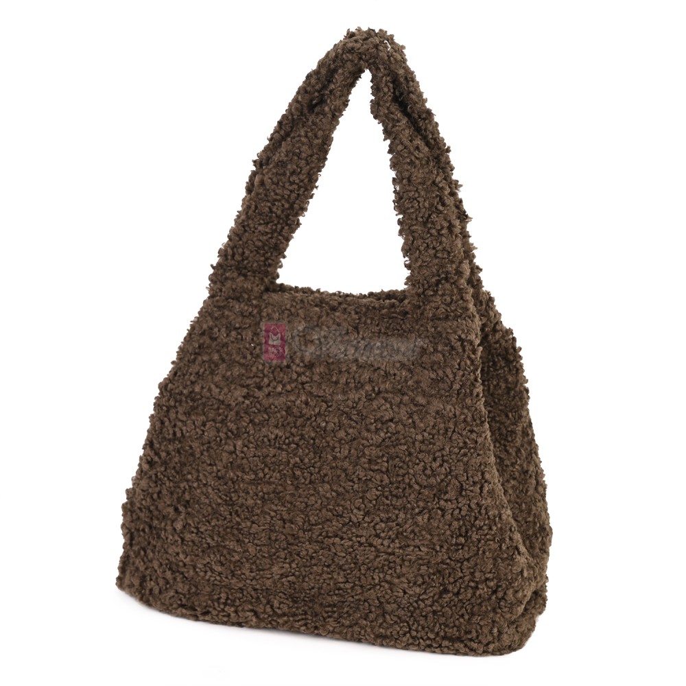 Дамска чанта от текстил, в тъмнокафяв цвят. Код: 3788-30