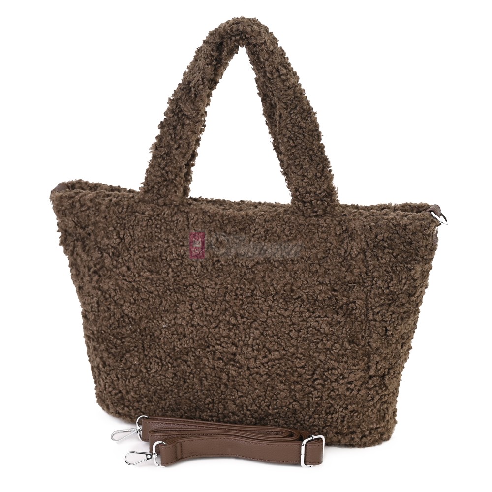 Дамска чанта от текстил, в тъмнокафяв цвят. Код: 3788-30