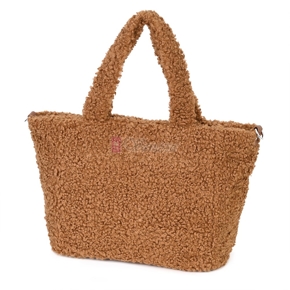 Дамска чанта от текстил, в кафяв цвят. Код: 3788-30