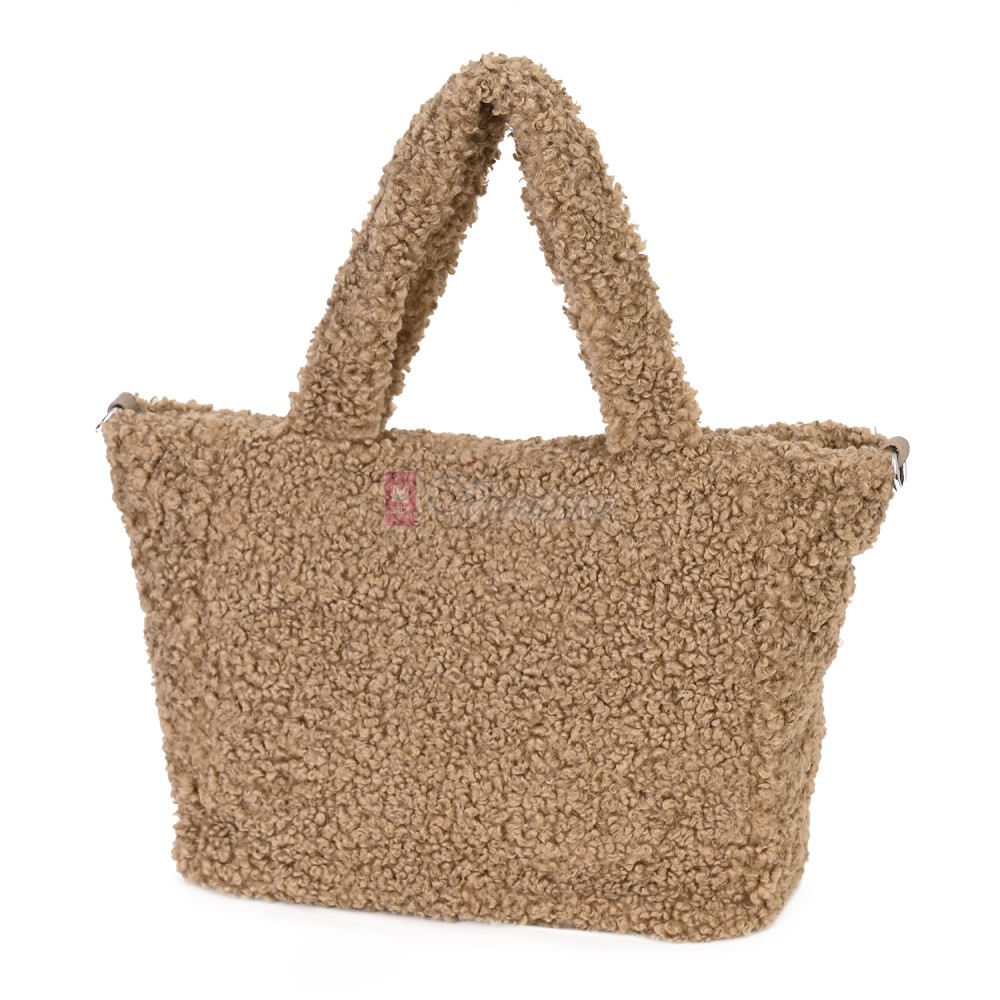 Дамска чанта от текстил, в тъмнобежов цвят. Код: 3788-30