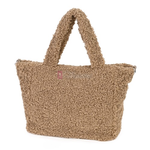 Дамска чанта от текстил, в тъмнобежов цвят. Код: 3788-30