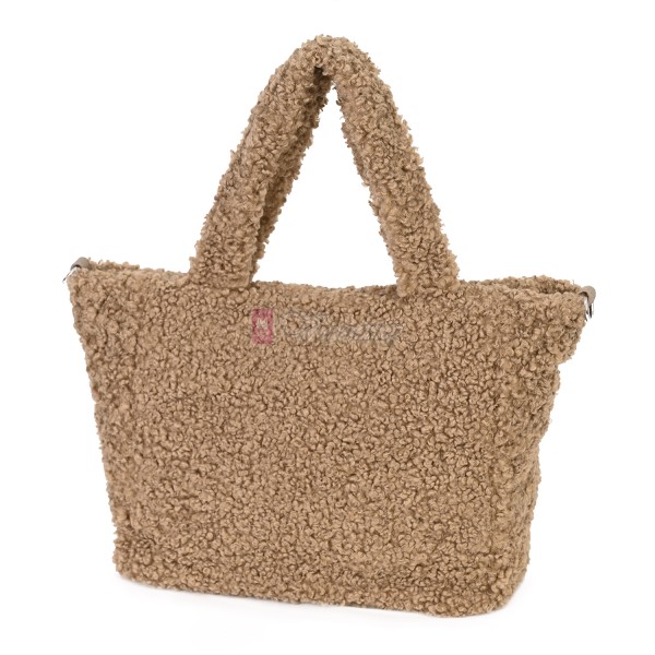 Дамска чанта от текстил, в тъмнобежов цвят. Код: 3788-30