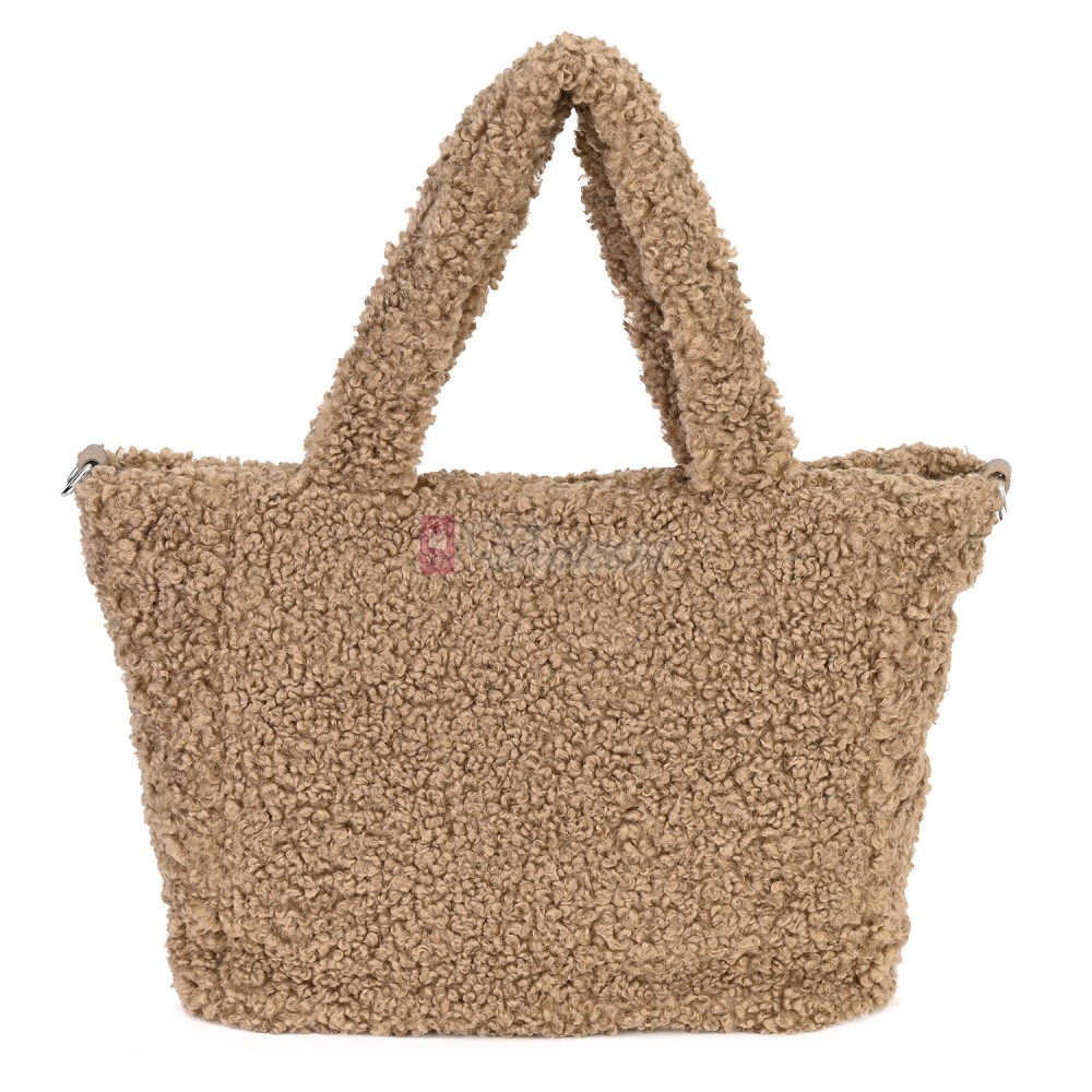 Дамска чанта от текстил, в тъмнобежов цвят. Код: 3788-30