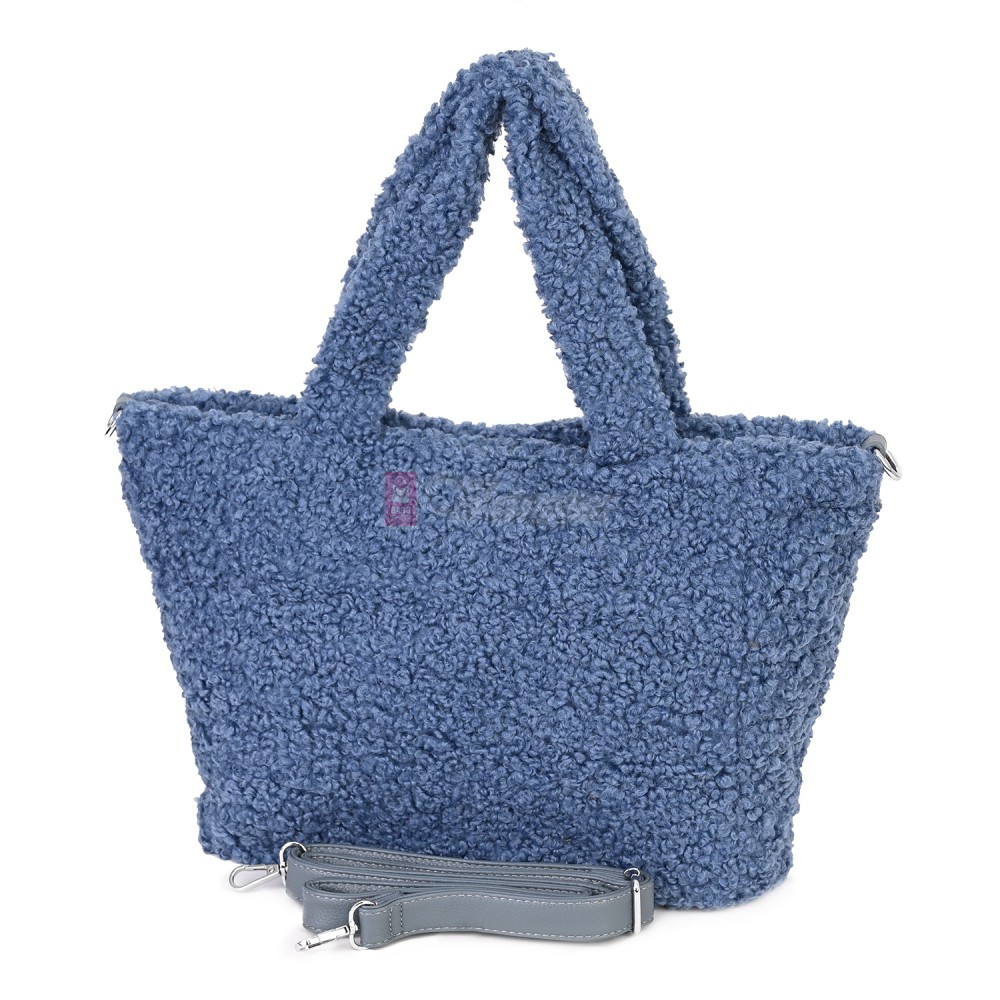 Дамска чанта от текстил, в син цвят. Код: 3788-30