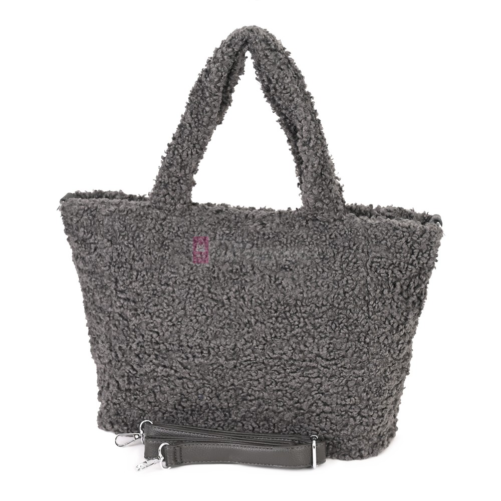 Дамска чанта от текстил, в сив цвят. Код: 3788-30