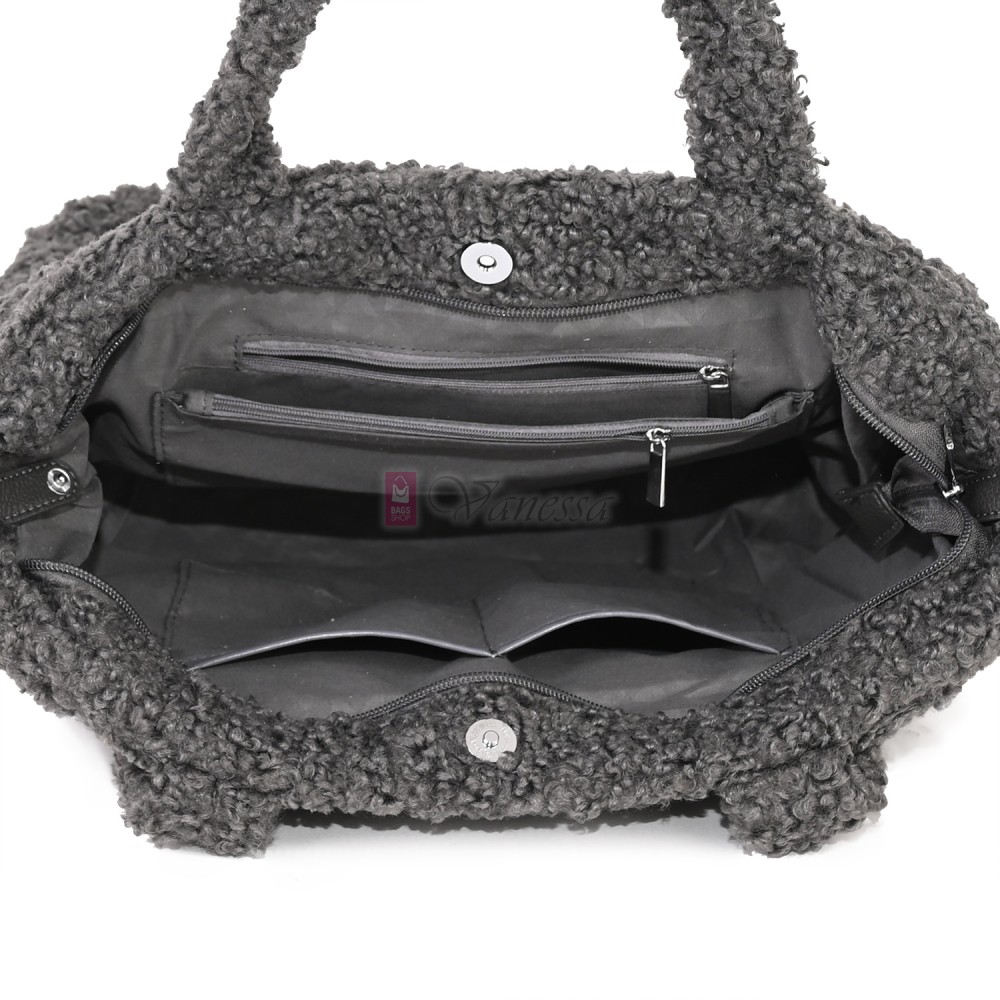 Дамска чанта от текстил, в сив цвят. Код: 3788-30