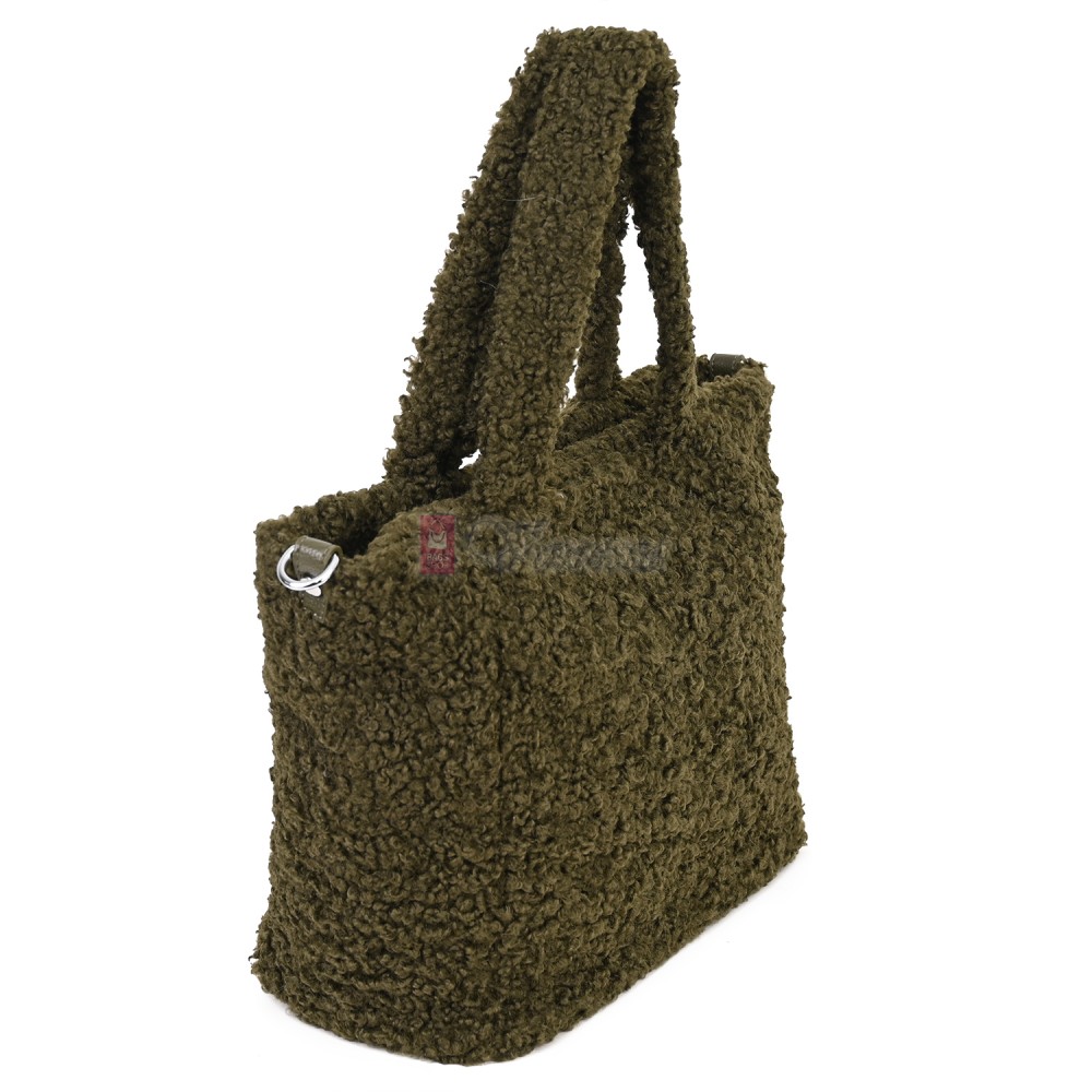 Дамска чанта от текстил, в тъмнозелен цвят. Код: 3788-30