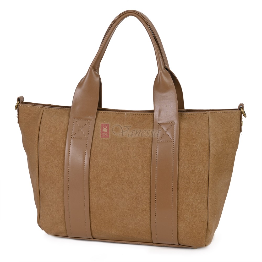 Голяма дамска ежедневна чанта от еко кожа, в бежов цвят. Код: 3792-30