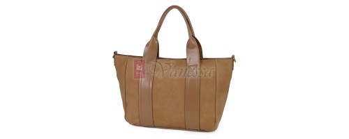 Голяма дамска ежедневна чанта от еко кожа, в бежов цвят. Код: 3792-30