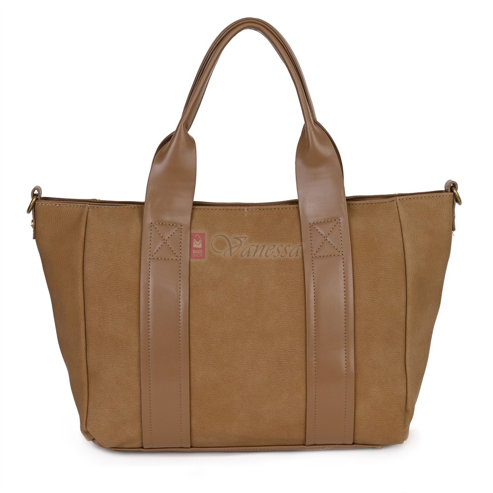 Голяма дамска ежедневна чанта от еко кожа, в бежов цвят. Код: 3792-30