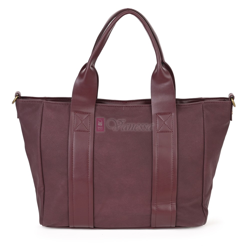 Голяма дамска ежедневна чанта от еко кожа, в цвят бордо. Код: 3792-30