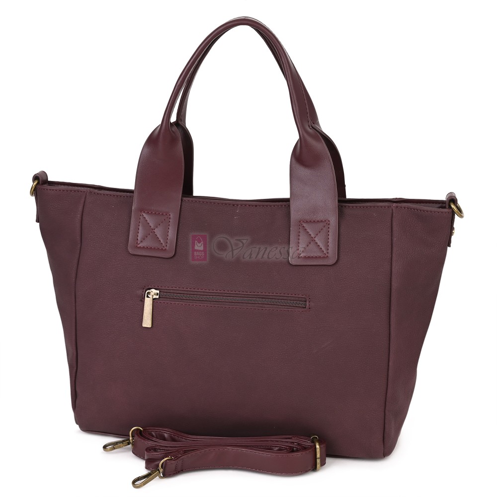 Голяма дамска ежедневна чанта от еко кожа, в цвят бордо. Код: 3792-30