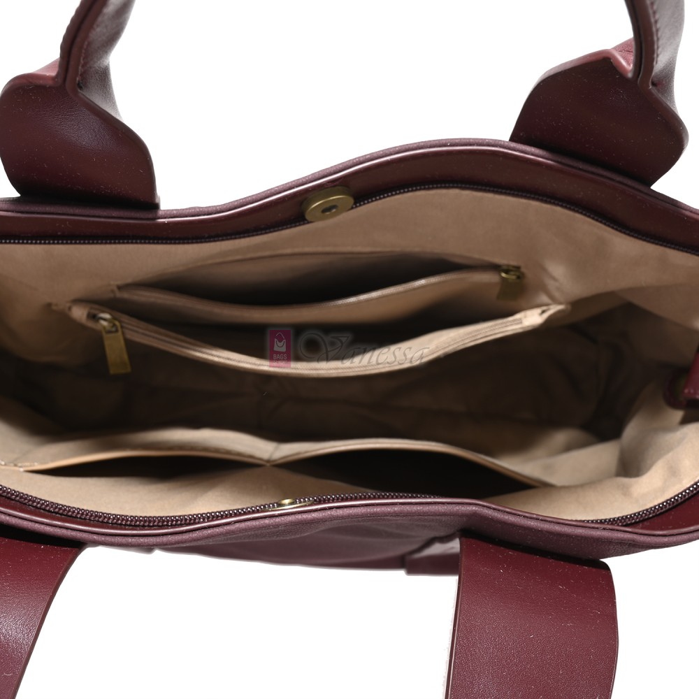 Голяма дамска ежедневна чанта от еко кожа, в цвят бордо. Код: 3792-30