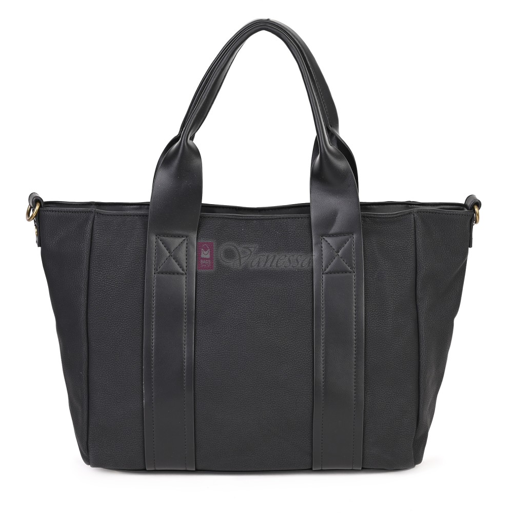 Голяма дамска ежедневна чанта от еко кожа, в черен цвят. Код: 3792-30