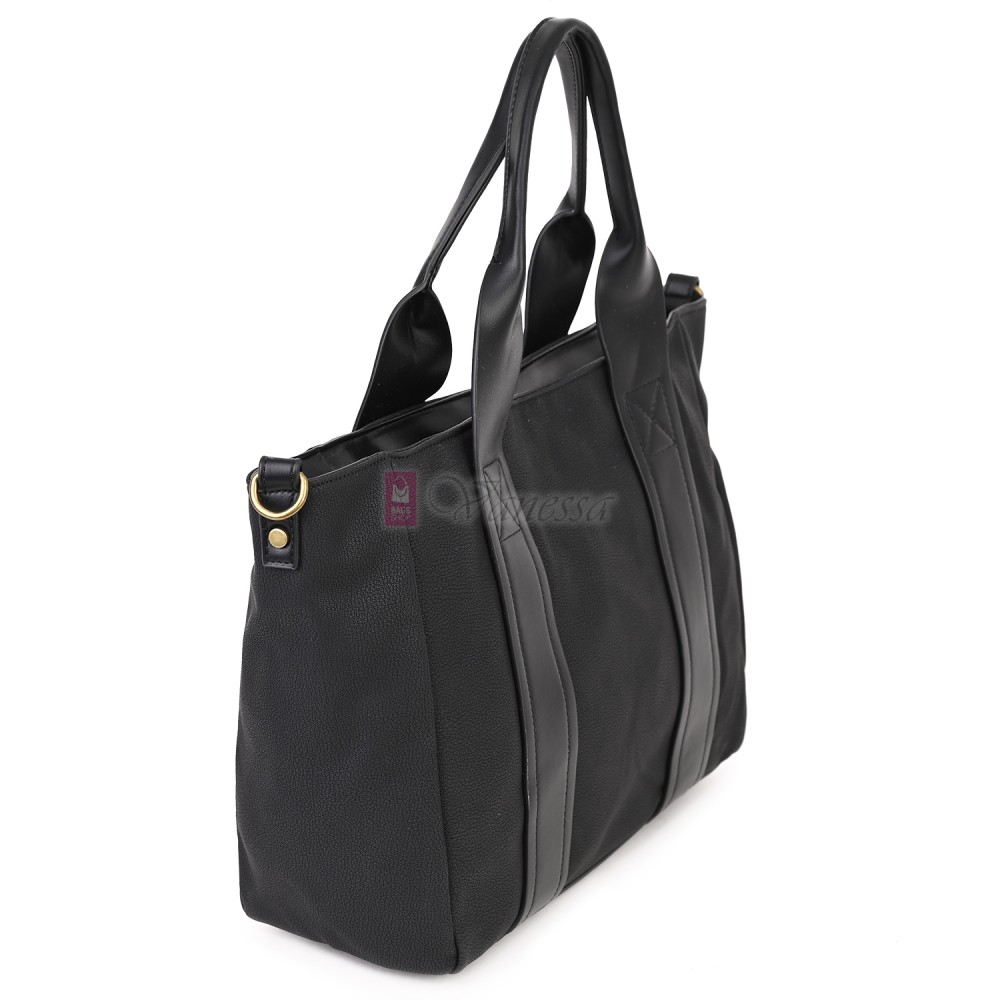 Голяма дамска ежедневна чанта от еко кожа, в черен цвят. Код: 3792-30