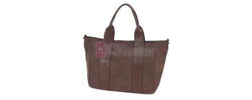 Голяма дамска ежедневна чанта от еко кожа, в тъмнокафяв цвят. Код: 3792-30