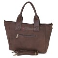 Голяма дамска ежедневна чанта от еко кожа, в тъмнокафяв цвят. Код: 3792-30