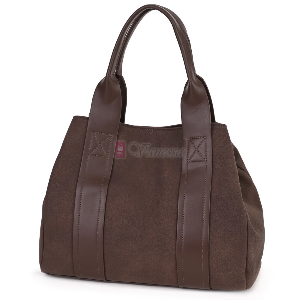 Голяма дамска ежедневна чанта от еко кожа, в тъмнокафяв цвят. Код: 3792-30