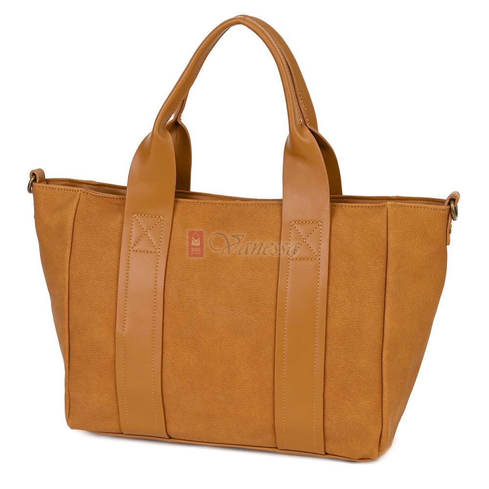 Голяма дамска ежедневна чанта от еко кожа, в жълт цвят. Код: 3792-30