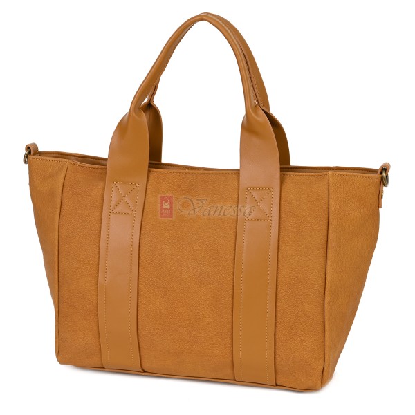 Голяма дамска ежедневна чанта от еко кожа, в жълт цвят. Код: 3792-30