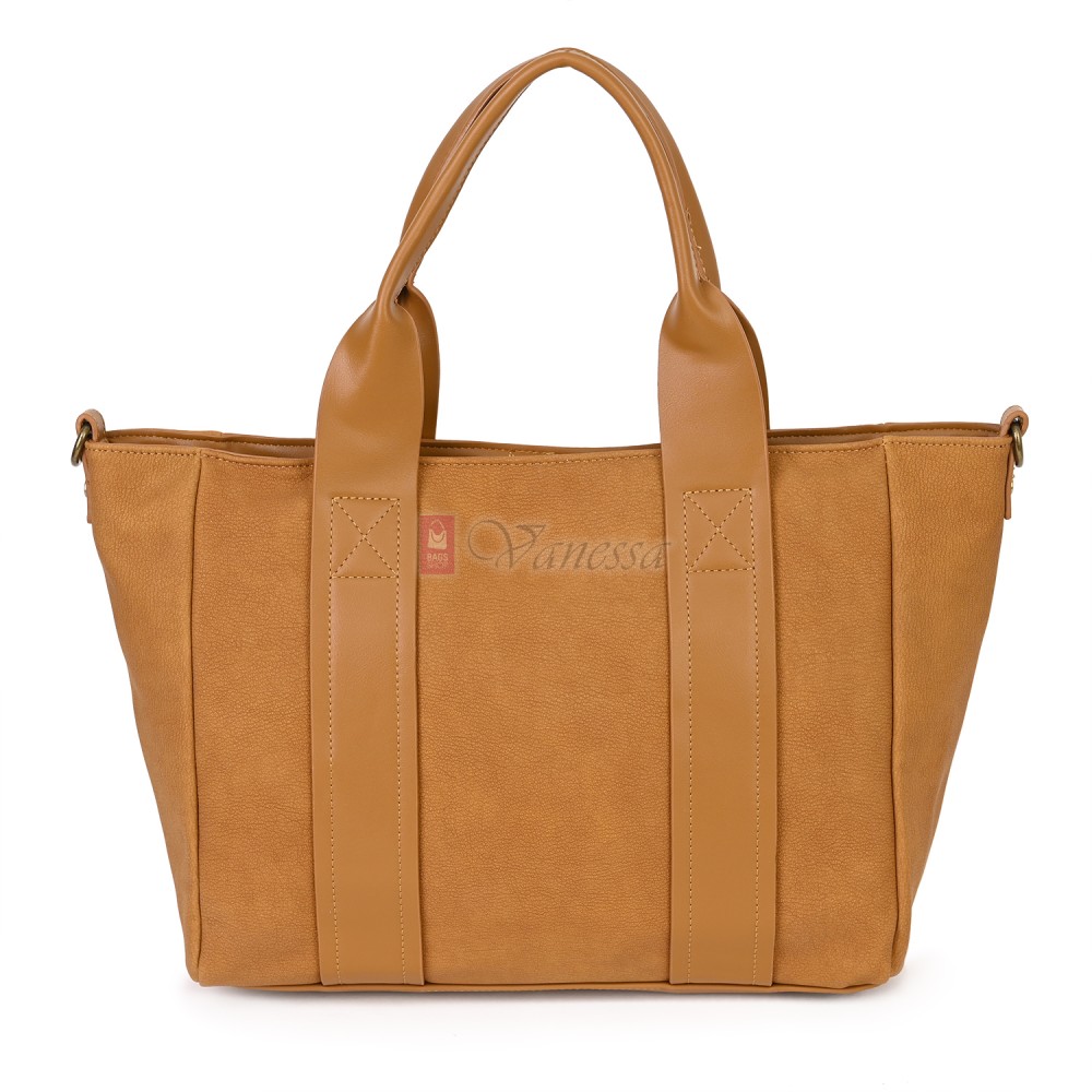 Голяма дамска ежедневна чанта от еко кожа, в жълт цвят. Код: 3792-30