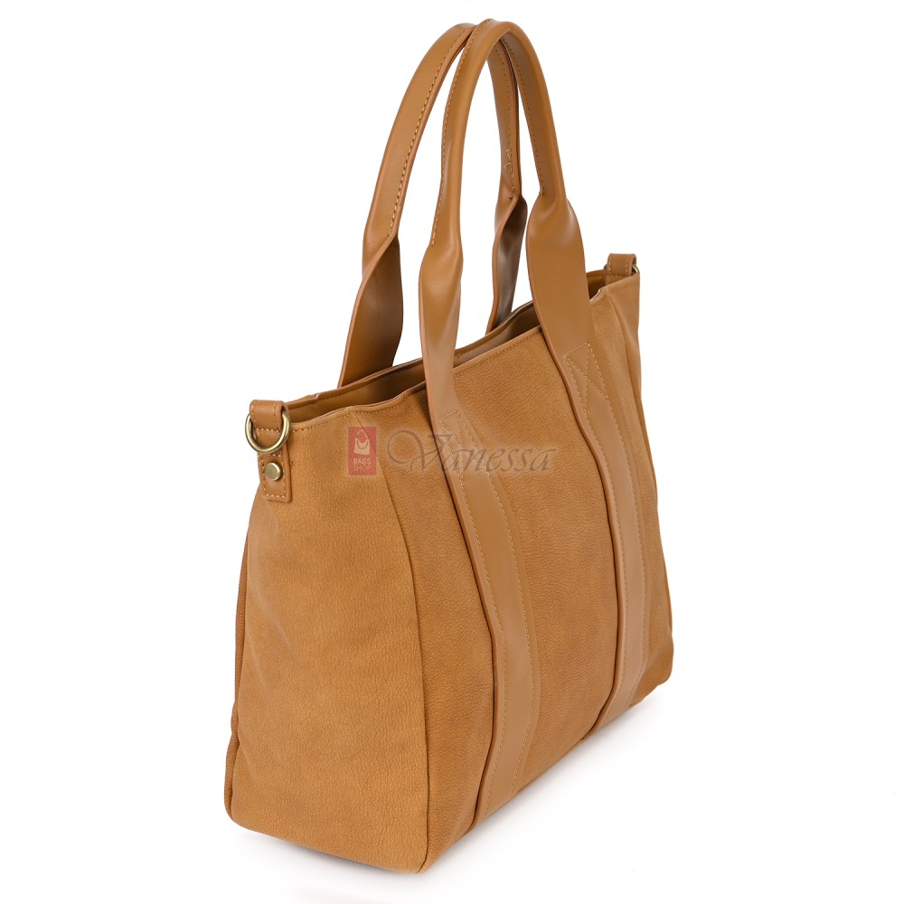 Голяма дамска ежедневна чанта от еко кожа, в жълт цвят. Код: 3792-30