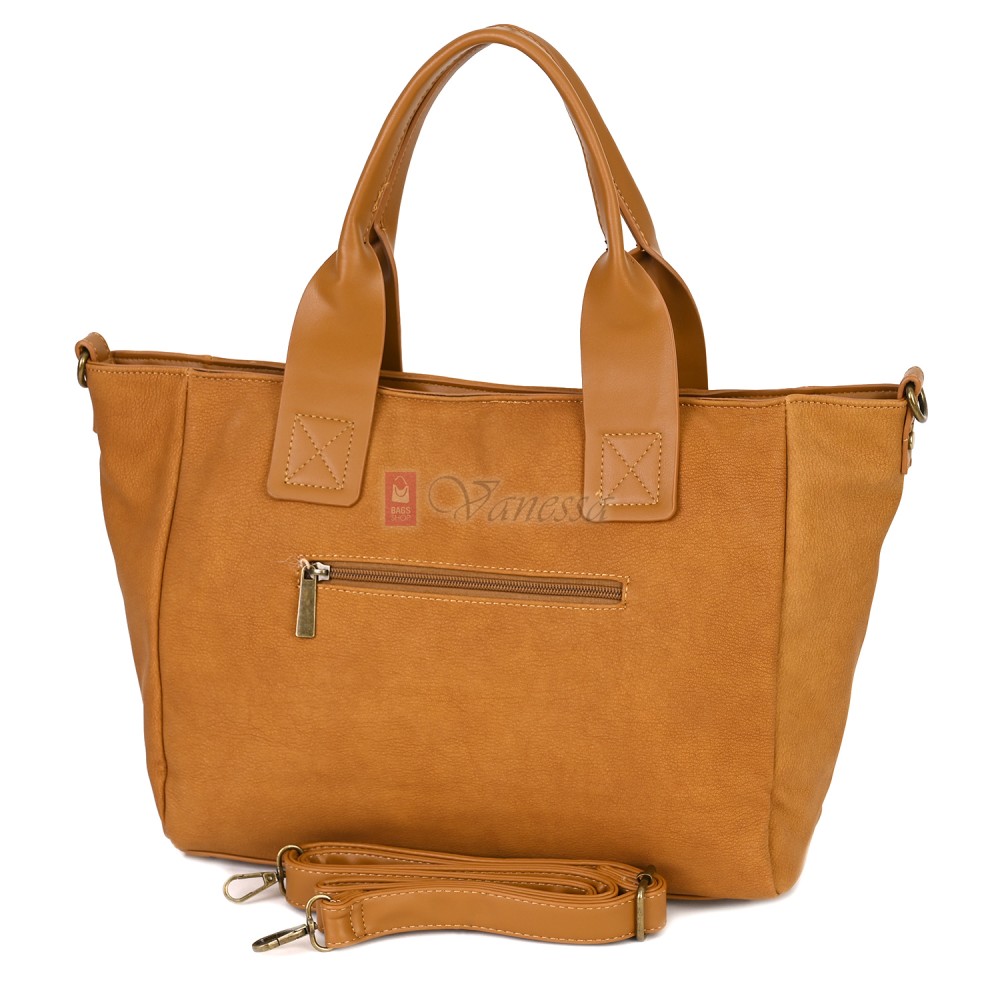 Голяма дамска ежедневна чанта от еко кожа, в жълт цвят. Код: 3792-30