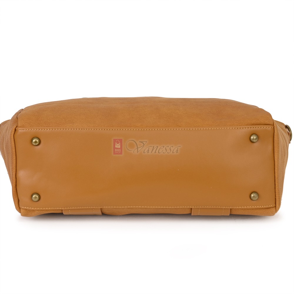 Голяма дамска ежедневна чанта от еко кожа, в жълт цвят. Код: 3792-30