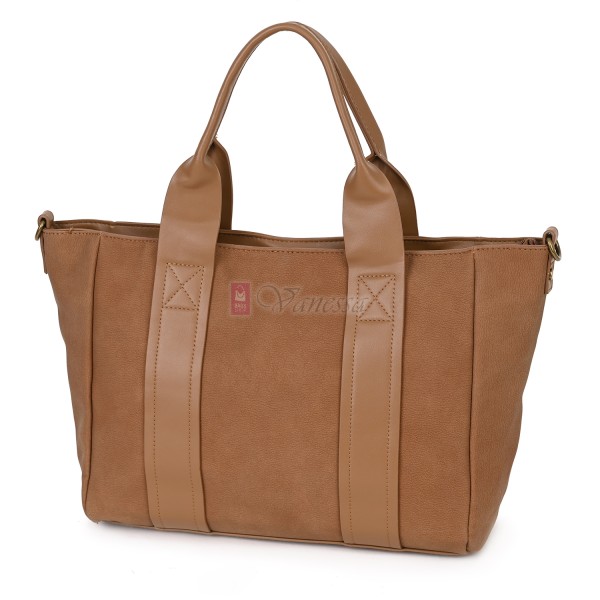 Голяма дамска ежедневна чанта от еко кожа, в кафяв цвят. Код: 3792-30