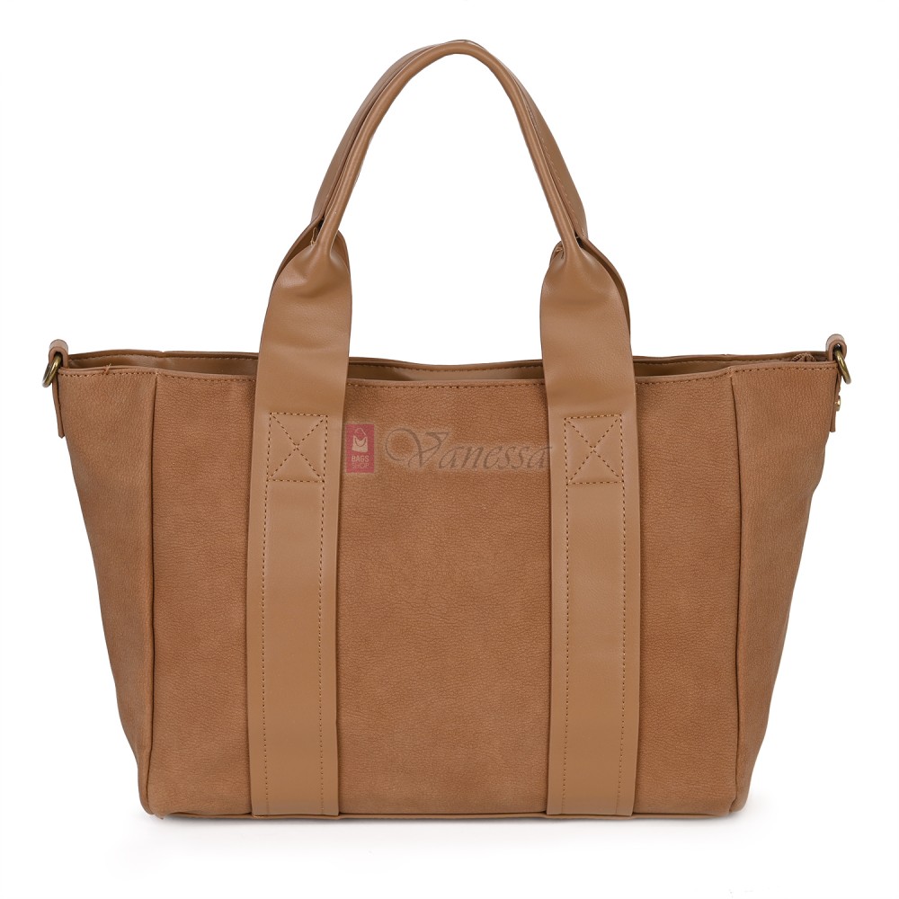 Голяма дамска ежедневна чанта от еко кожа, в кафяв цвят. Код: 3792-30