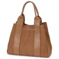 Голяма дамска ежедневна чанта от еко кожа, в кафяв цвят. Код: 3792-30
