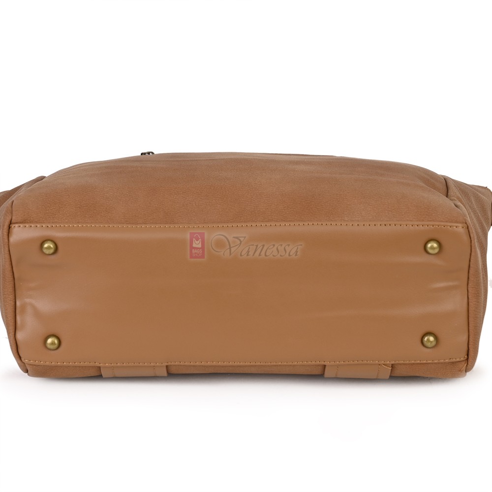 Голяма дамска ежедневна чанта от еко кожа, в кафяв цвят. Код: 3792-30