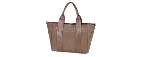 Голяма дамска ежедневна чанта от еко кожа, в тъмнобежов цвят. Код: 3792-30