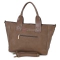 Голяма дамска ежедневна чанта от еко кожа, в тъмнобежов цвят. Код: 3792-30