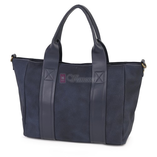 Голяма дамска ежедневна чанта от еко кожа, в тъмносин цвят. Код: 3792-30